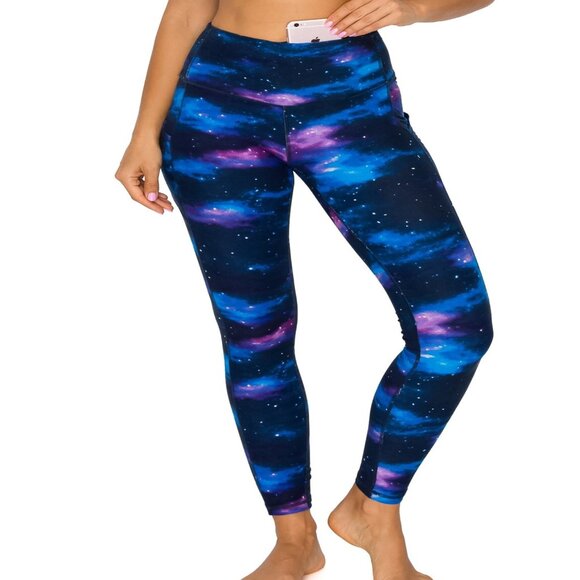 Women's Premium Detail Active Full-Length Leggings w/Pockets Galaxy Print S-XL - Picture 3 of 4